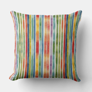 Coussin Abstrait Artistique Couleurs Arc-en-ciel Rayures A