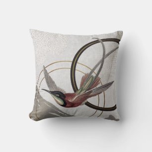Coussin Abstrait artistique moderne gris colibri