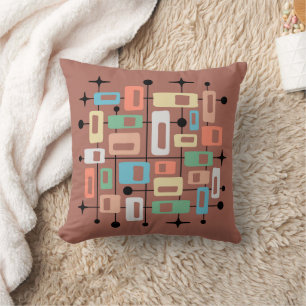 Coussin Abstrait Atomique Moderne de Milieu de Siècle Rétr