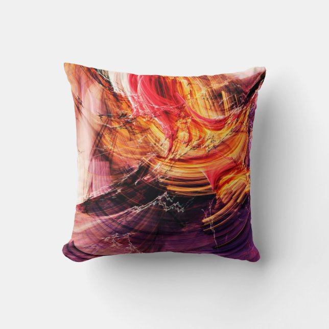 Coussin Abstrait beau violet, rouge et jaune brillant c (Recto)