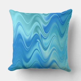 Coussin Abstrait Bleu Ondulé