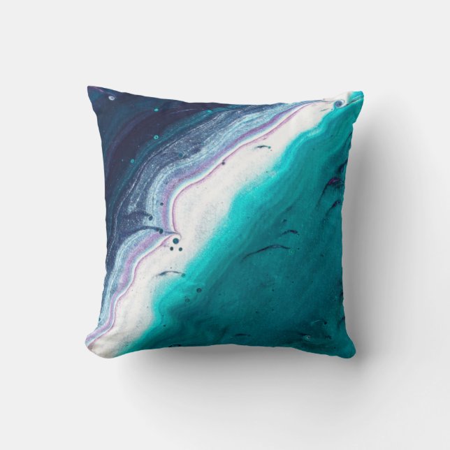 Coussin Abstrait Blues Océan (Recto)