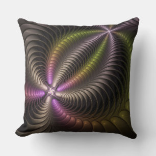 Coussin Abstrait brillant Trippy coloré 3D Fractal Art