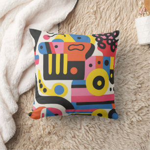 Coussin Abstrait coloré Motifs géométriques noir jaune