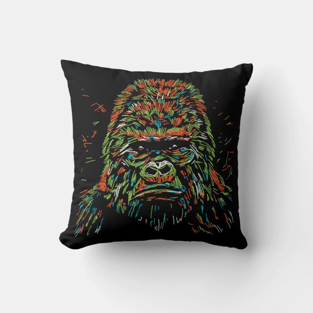 Coussin Abstrait coloré Neon Gorilla (Recto)