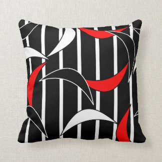 Coussin Abstrait contemporain moderne Noir rouge Motif