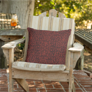 Coussin Abstrait Contemporain Noir Hachures Sur Rouille Ro
