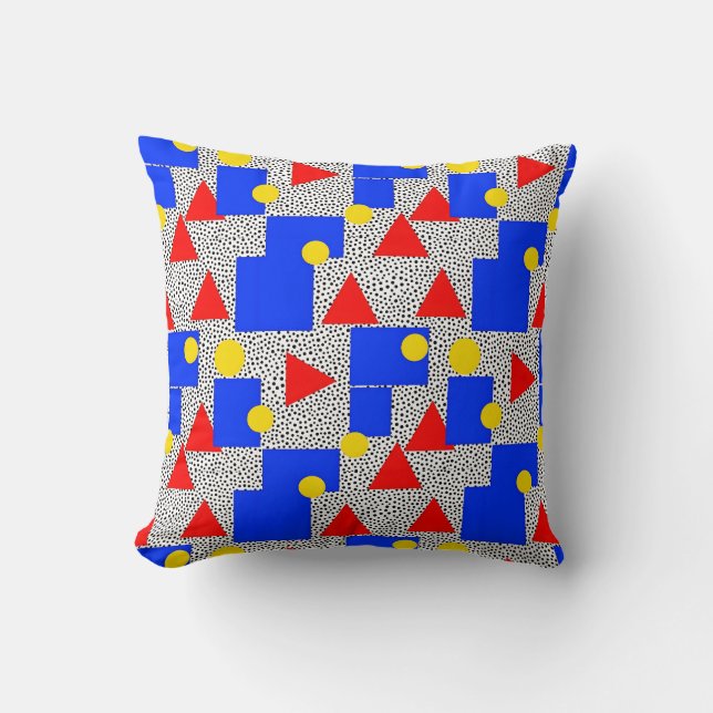 Coussin Abstrait de couleur primaire géométrique gras de s (Recto)