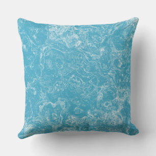 Coussin abstrait de marbre bleu et blanc