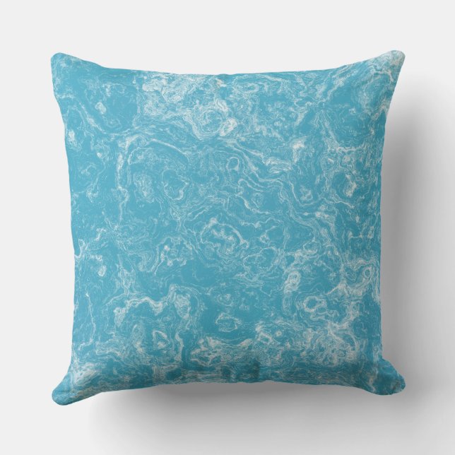 Coussin abstrait de marbre bleu et blanc (Verso)