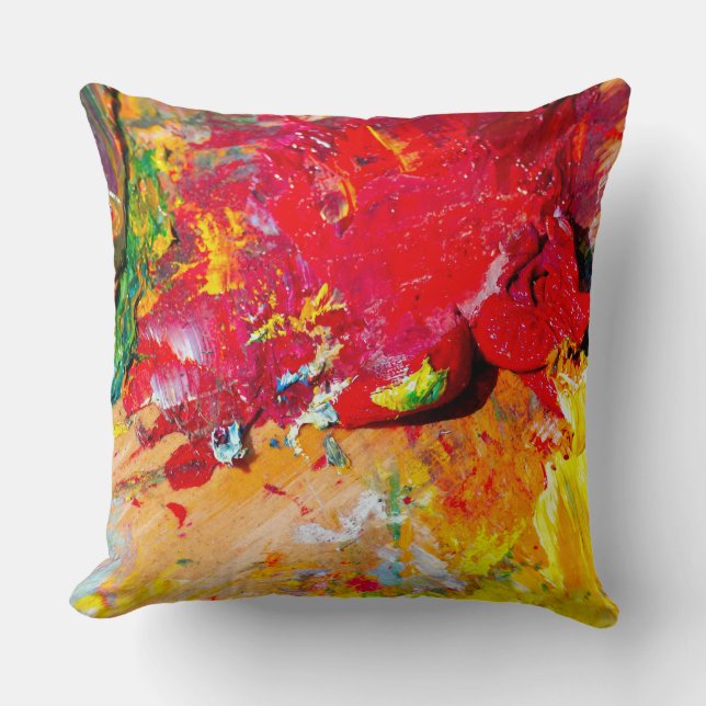 Coussin Abstrait De Palette Artiste Colorée (Recto)