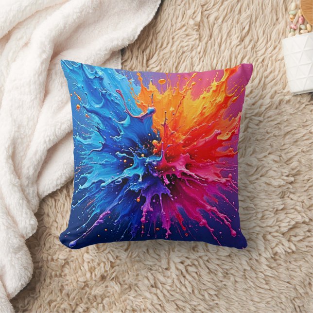 Coussin Abstrait de projection de peinture dynamique (Couverture)