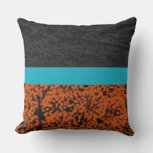 Coussin Abstrait de teint noir turquoise rouille moderne