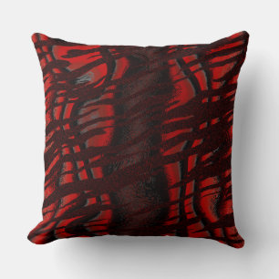 Coussin Abstrait de tigre noir et rouge