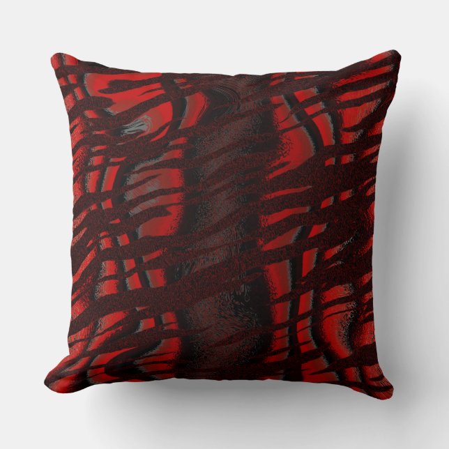 Coussin Abstrait de tigre noir et rouge (Recto)