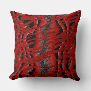 Coussin Abstrait de tigre noir et rouge