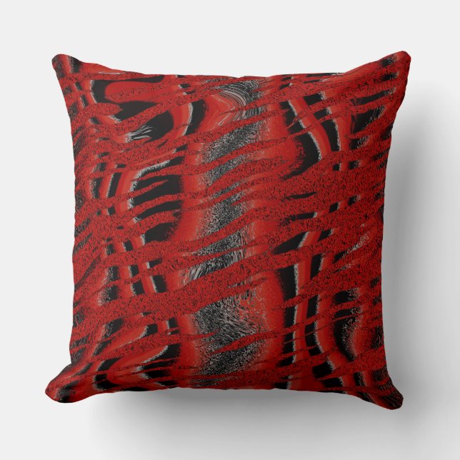 Coussin Abstrait de tigre noir et rouge (Recto)