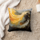 Coussin Abstrait Doré Marbre Moderne Vagues (Couverture)