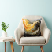 Coussin Abstrait Doré Marbre Moderne Vagues (Chaise)