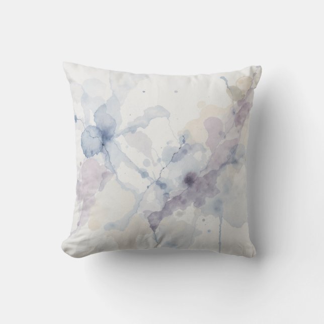 Coussin Abstrait éclaboussure d'encre fluide pastel bleu e (Recto)