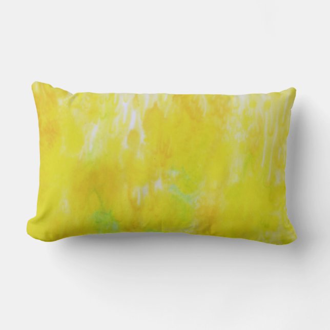 Coussin Abstrait en soie de champ de moutarde (Recto)