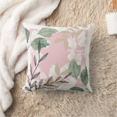 coussin Abstrait fleuri rose et vert (Couverture)