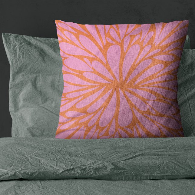 Coussin Abstrait floral éclat motif pastel orange & rose (Créateur téléchargé)