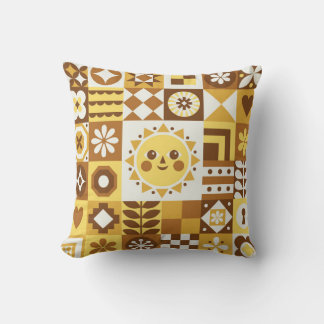 Coussin Abstrait floral. Scandinave vintage et folk des
