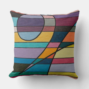 Coussin Abstrait géométrique avec des bandes et des courbe