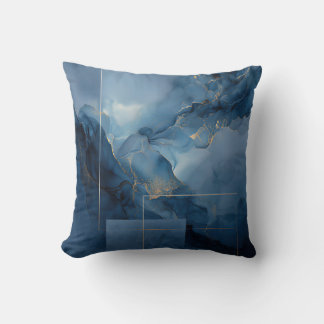 Coussin Abstrait géométrique bleu teinté de brume