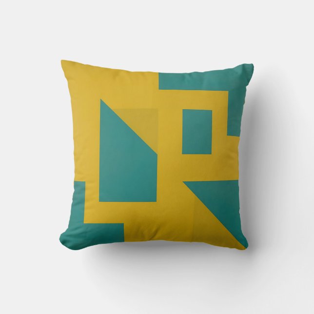 Coussin Abstrait Géométrique Gras Jaune Turquoise (Recto)