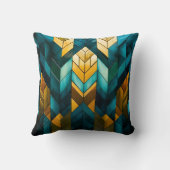 Coussin Abstrait Géométrique Moderne Élégant Or Sarcelle (Verso)