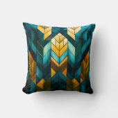 Coussin Abstrait Géométrique Moderne Élégant Or Sarcelle (Recto)