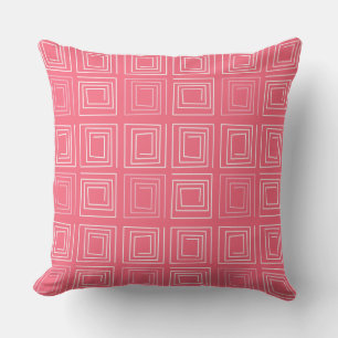 Coussin abstrait géométrique tendance années soixante rose