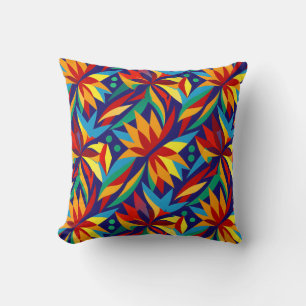 Coussin Abstrait Géométrique Tropical Multicolore Vibrant