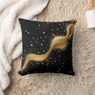 Coussin Abstrait Golden Sparkle et Starry Swirl