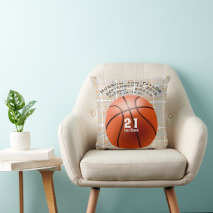 Coussin Abstrait Grey Basketball Boys Birth Record