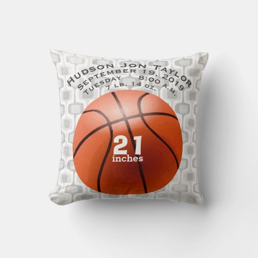 Coussin Abstrait Grey Basketball Boys Birth Record (Recto)