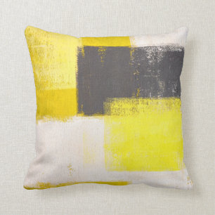 coussin Abstrait gris et jaune "Simply Modern"