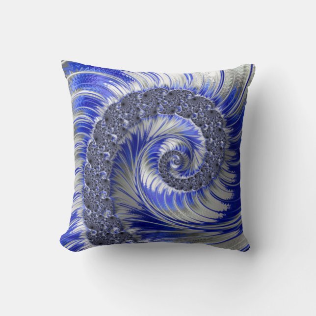 Coussin Abstrait gris gris blanc spirale fractale (Recto)