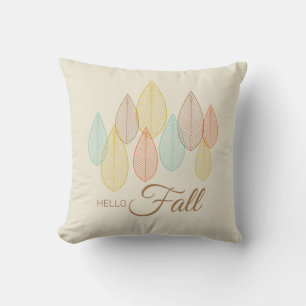 Coussin Abstrait Hello Fall Leaves Script multicolore