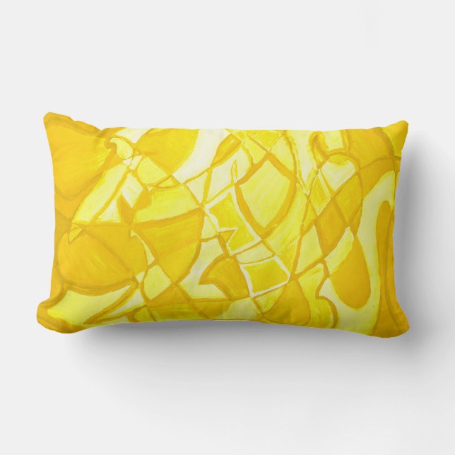 Coussin abstrait jaune citron ensoleillé d'art (Recto)