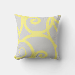 coussin abstrait jaune et gris clair
