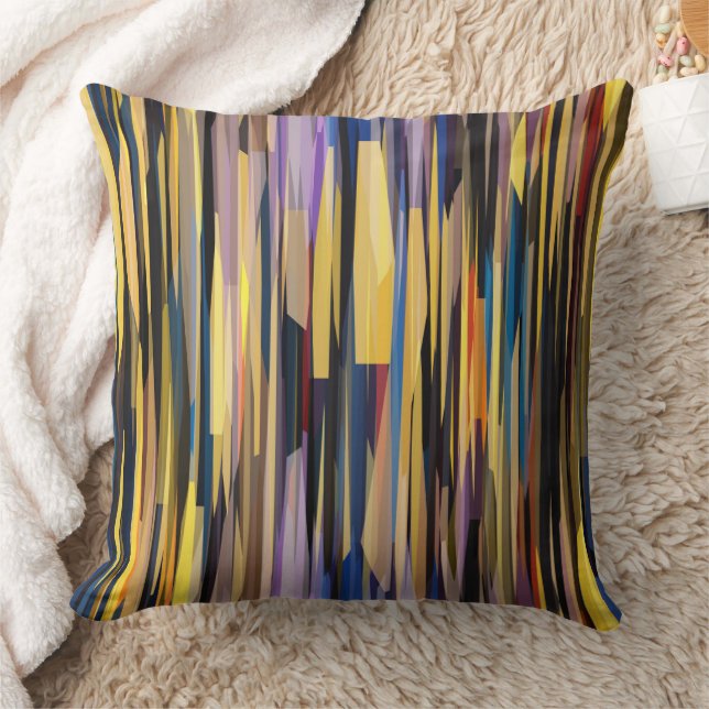 Coussin abstrait jaune, rouge, bleu et violet (Couverture)