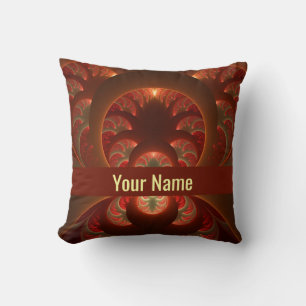 Coussin Abstrait lumineux rouge orange moderne rouge fract