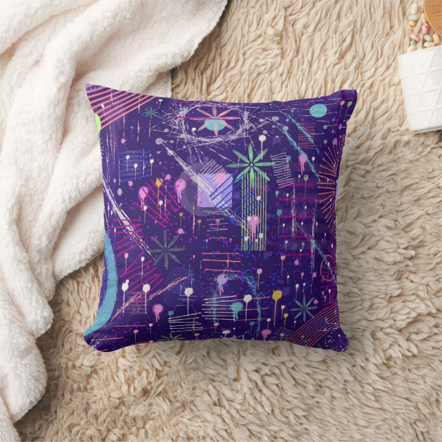 Coussin Abstrait Maximaliste sur Fond Violet (Couverture)