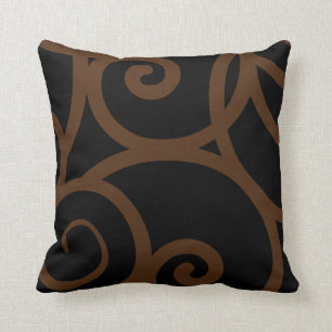 Coussin abstrait moderne de concepteur de brun et