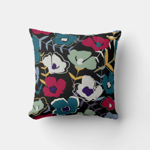 Coussin Abstrait moderne fleurs simples et feuilles e