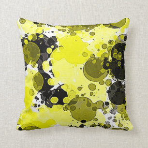 Coussin Abstrait moderne Peinture Jaune et Noir