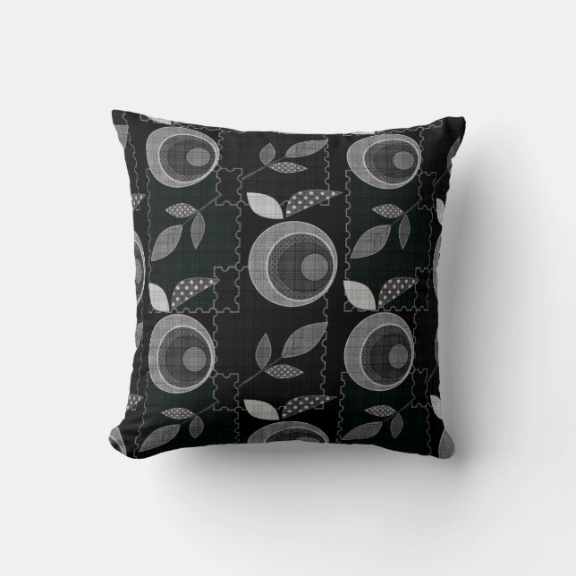 Coussin Abstrait moderne pomme fruit feuilles géométrique  (Recto)
